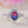 Hot-selling new models gradually change the personality of white K rose blue water drop tourmaline crown ring