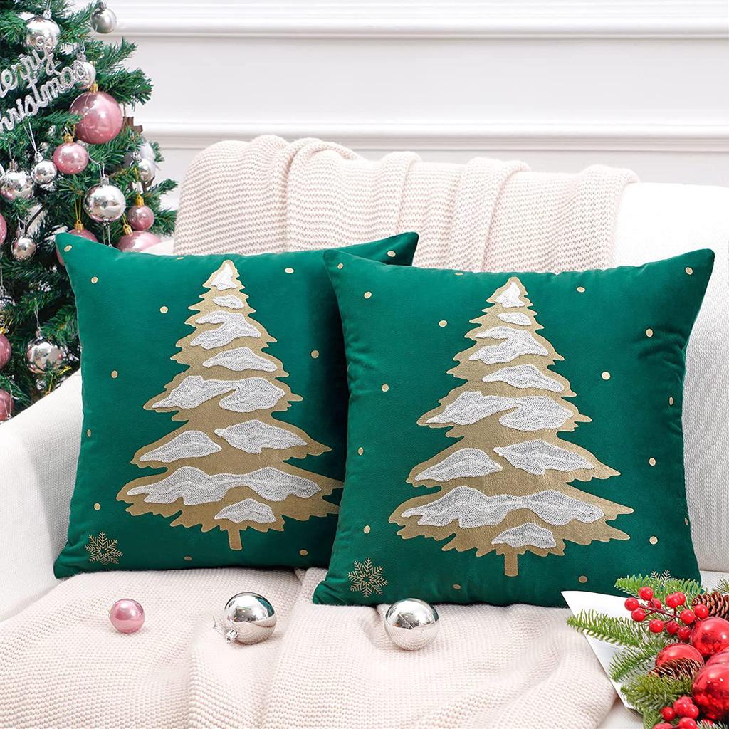 Reindeer Christmas Pillowcase, Winter Snowflake Embroidery Cushion Cover 45x45cm, Cross-border Bestseller