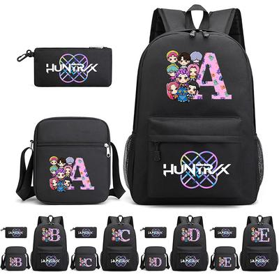 3Pcs/set 26 English Letter Printed Backpack with Shoulder Bag Pencil Case for Student Boy Girl SchoolBag Large Capacity Waterproof Bookbag Kid Gift