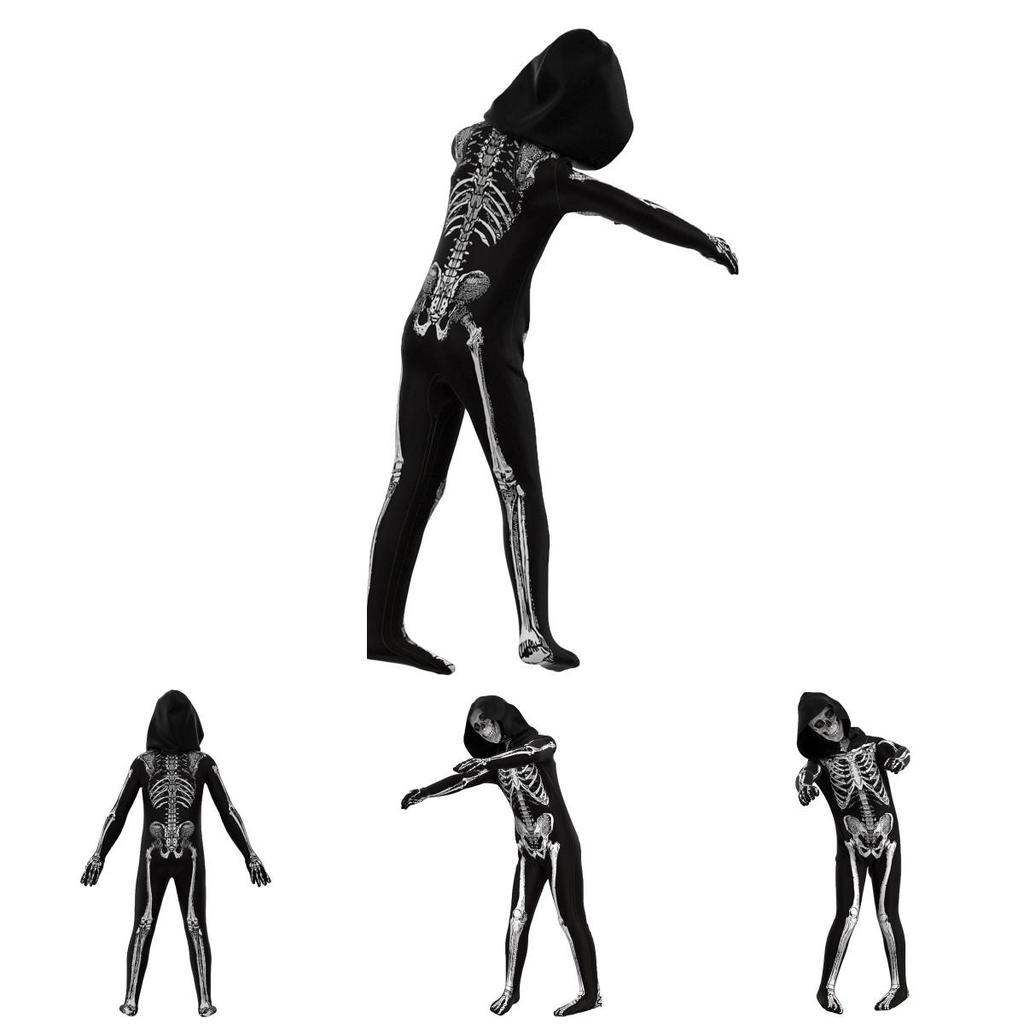 Children's Horror Skeleton One-piece Tights For Halloween And Cosplay Fun