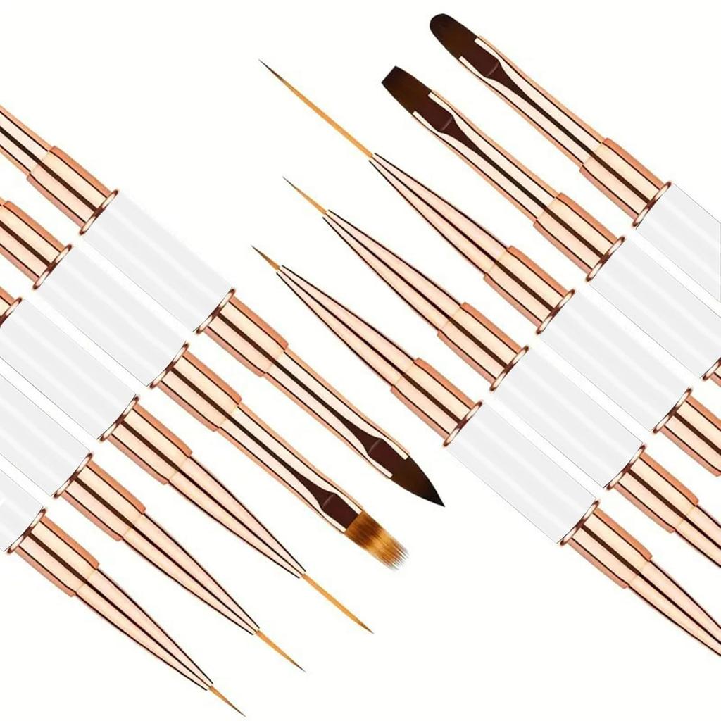5Pcs Nail Art Brushes Set Double-Ended Professional Gel Polish Nail Art Design Painting Tools for Nail Salon Home DIY