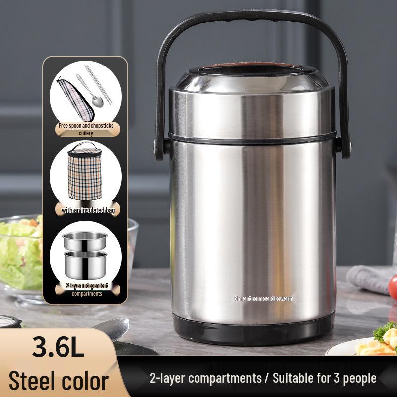 Winter Stainless Steel Insulated Multi-layer Lunch Box - Portable, Large Capacity, Keeps Food Hot for 24 Hours, Perfect for Home or Office.
