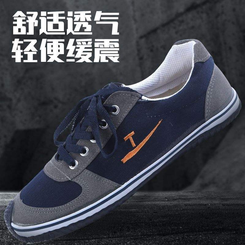 Låga halkfria och slitstarka gummisulade canvas-skor sportskor för träning vår och höst andningsbara träningsskor arbetsskor