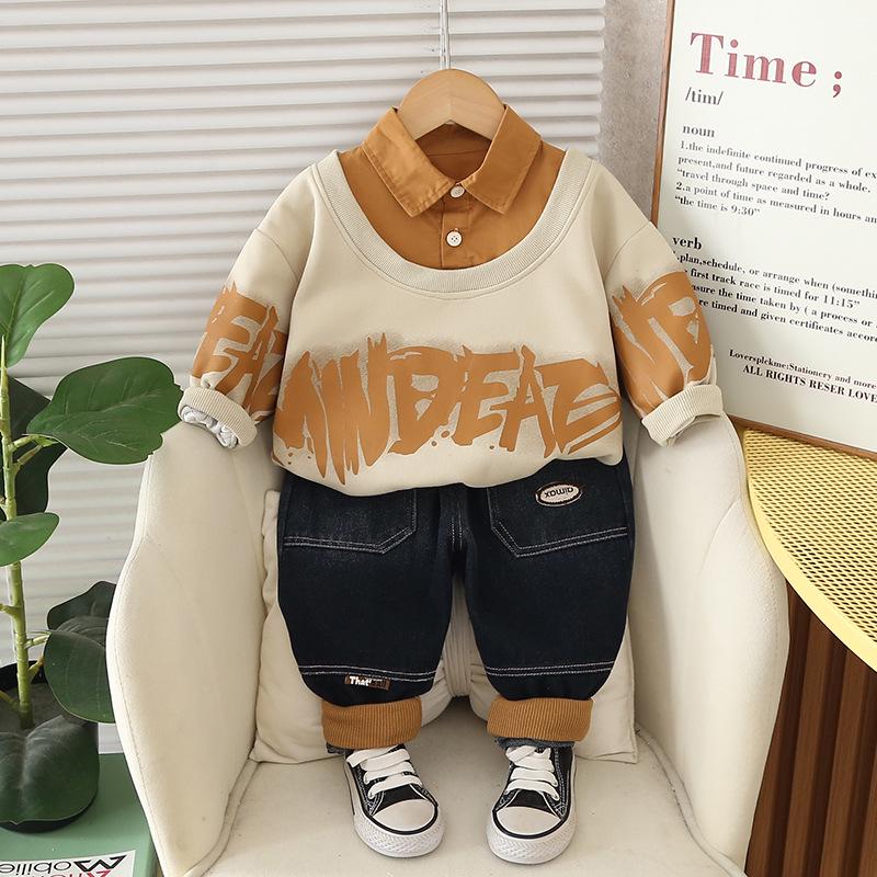 

Модный комплект толстовки для мальчиков в корейском стиле на весну 2025 года - Модная зимняя кофта для детей среднего и старшего возраста 80cm-120cm / 1 set 5 pieces