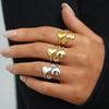 Minimalist High Quality Glossy Stainless Steel Heart Love Cast Ring 18K Gold Color Plated Charm Romantic Zircon 2025 Gift