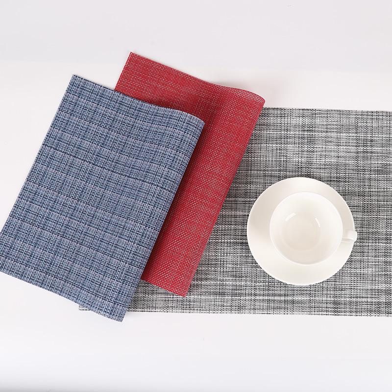 Premium Waterproof Oil-proof PVC Desk Mat: Wash-free, Heat-resistant Woven Placemat for Home, Hotel, and Restaurant Dining.
