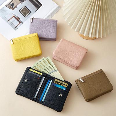 Women's Short Folding Cowhide Wallet: Portable Multifunctional Card Holder & Coin Purse (2025 Edition)