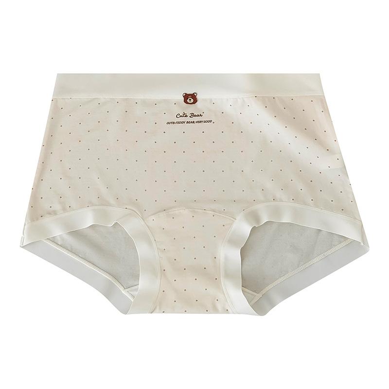 Women's Summer Fashion New Cartoon Bear 10A Antibacterial Mid Waist Briefs
