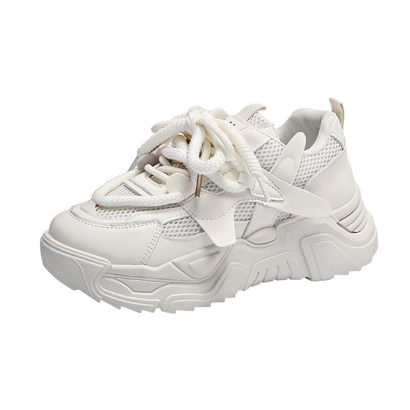 Mesh Breathable Non-slip Soft-soled Dad Shoes Women's 2025 New Summer Thick-soled Heightened and Small Casual Sports Shoes