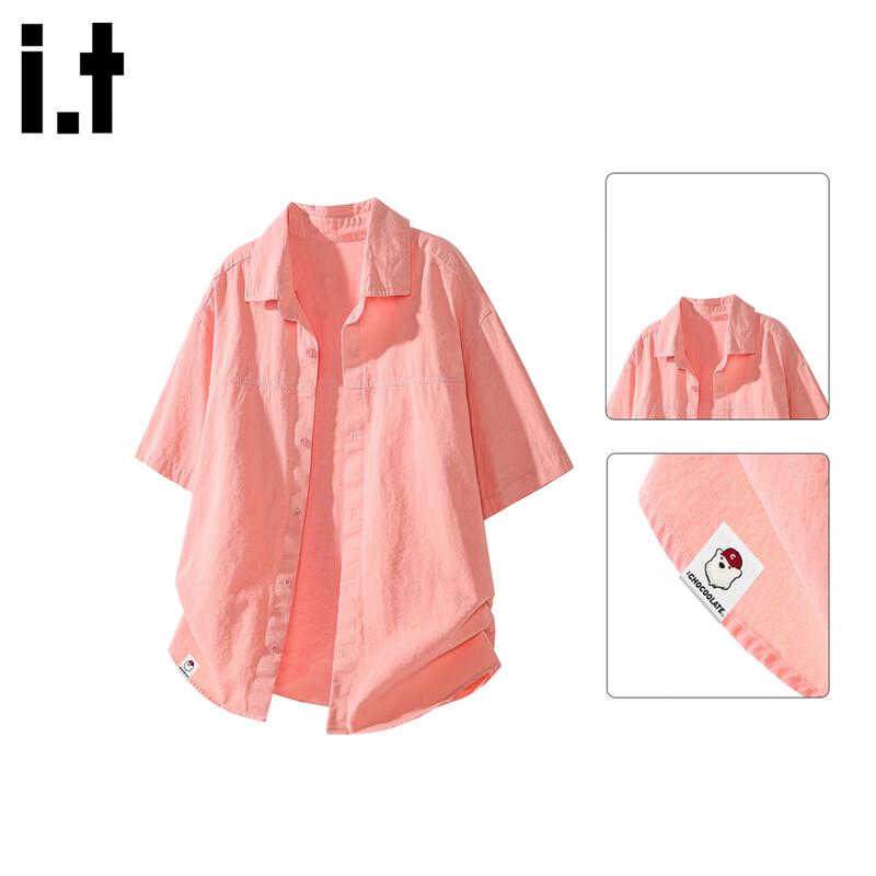 :CHOCOOLATEit Men s Loose-Fit Cotton Short-Sleeve Shirt M