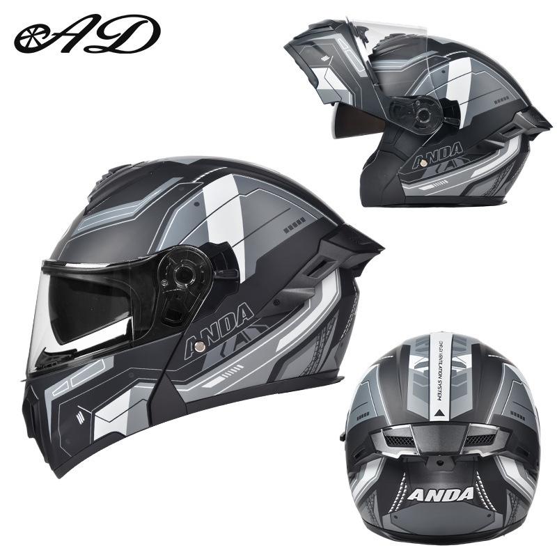 AD Winter 3C Certified Flip-Up Full Face Electric Motorcycle Helmet for Men & Women - All-Season Safety Gear