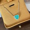 S925 Silver Heart Paraiba Necklace - Women's Layered Clavicle Chain Pendant
