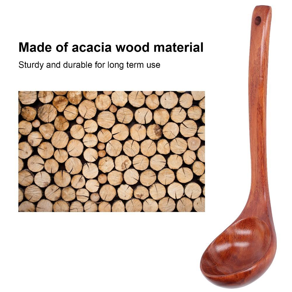 Solid Wood Serving Ladle Smooth Burr-free Porridge Scoop Cooking Spoon Kitchen Cooking 27cm