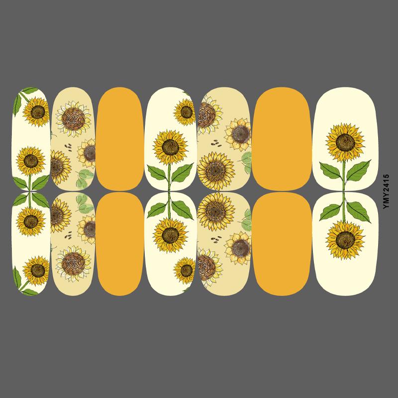 Sunflower Waterproof Nail Art Stickers - Full Cover Floral Series (YMY2414-2428)