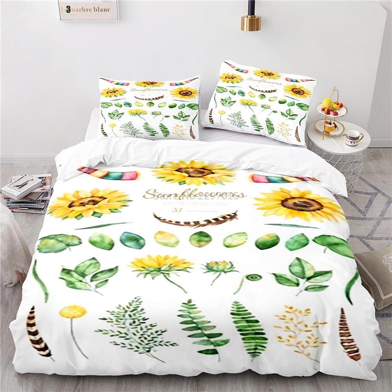 Sunflower Flower Printed Bedding Set Art Home Decoration 3d Duvet Cover Pillowcase Single Double Twin Full Queen King Bedclothes