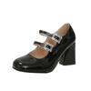 Mode Elegante Frau Absatzschuhe Marke Schnallenriemen Damen High Heels Mode Runde Zehe Büro und Karriere Flache Solide Pumps Damen