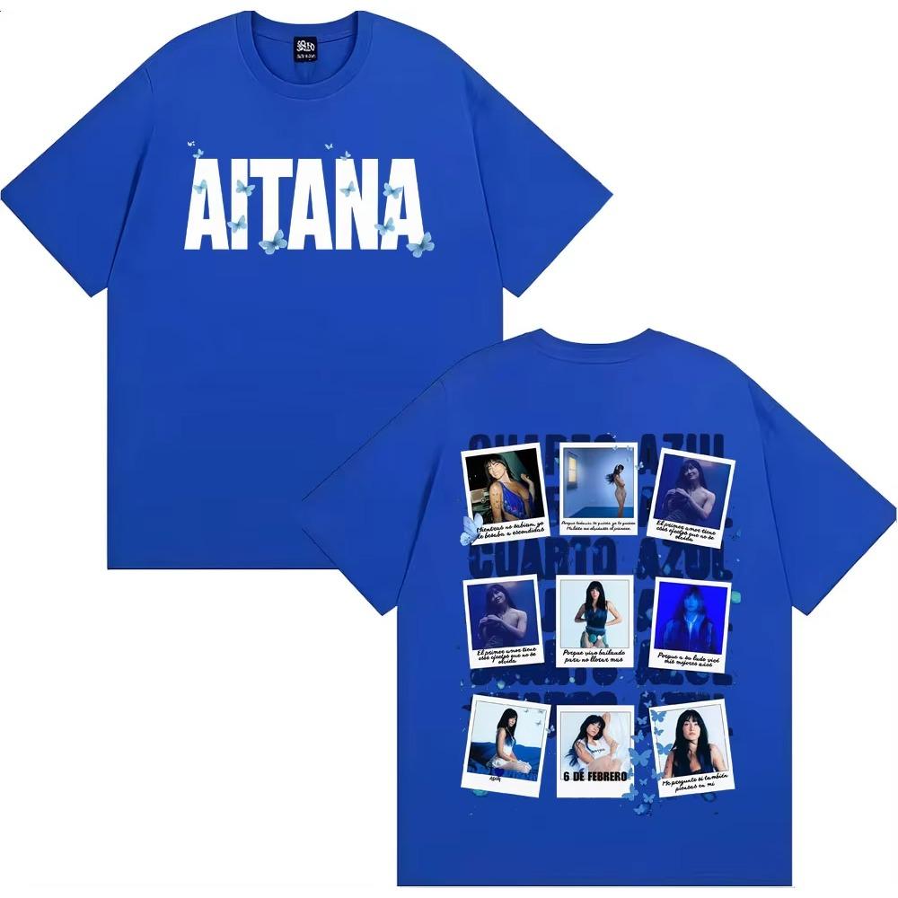 Singer Aitana Cotton Men's Shirt Oversized Cuarto Graphics Summer Women's Y2k Hip Hop Streetwear Tshirt