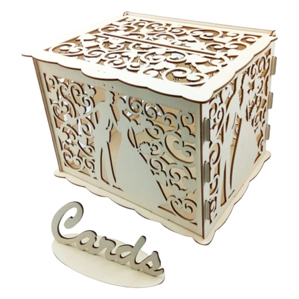 With Lock Wooden Envelope Box 22.5x15x15cm Wooden Money Box DIY DIY Card Box Bridal Shower