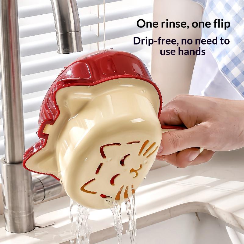 2-IN-1 Eco-Friendly Vegetable Fruit Cleaning Drain Basket Reusable Kitchen Strainer for Sustainable Home Living