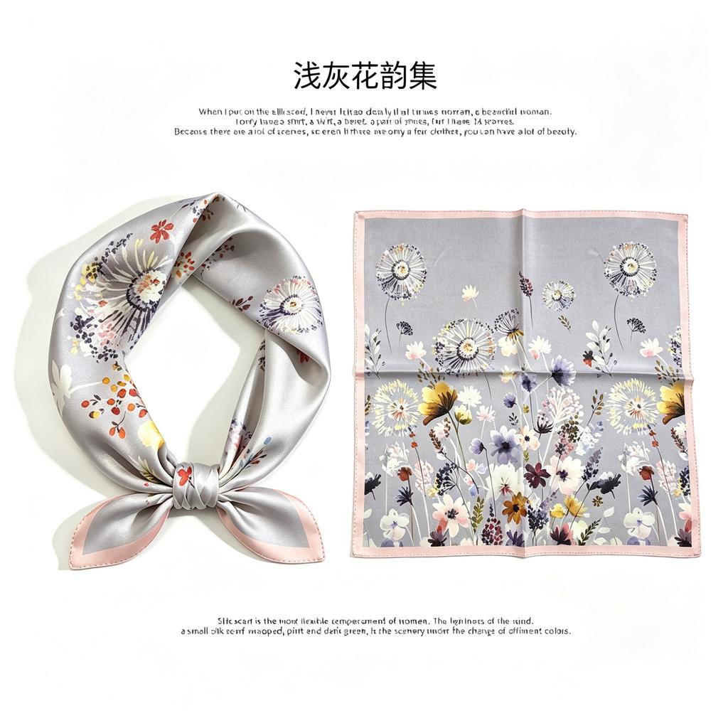[111 Mulberry Silk] Spring and Autumn Versatile Colorful Scarf Small Scarf Silk Scarf 11cm Small Square Scarf Women