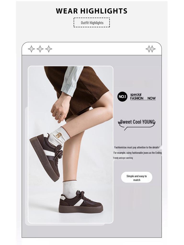 Autumn Retro German Trainer: Versatile White Casual Sneakers for Women F8862