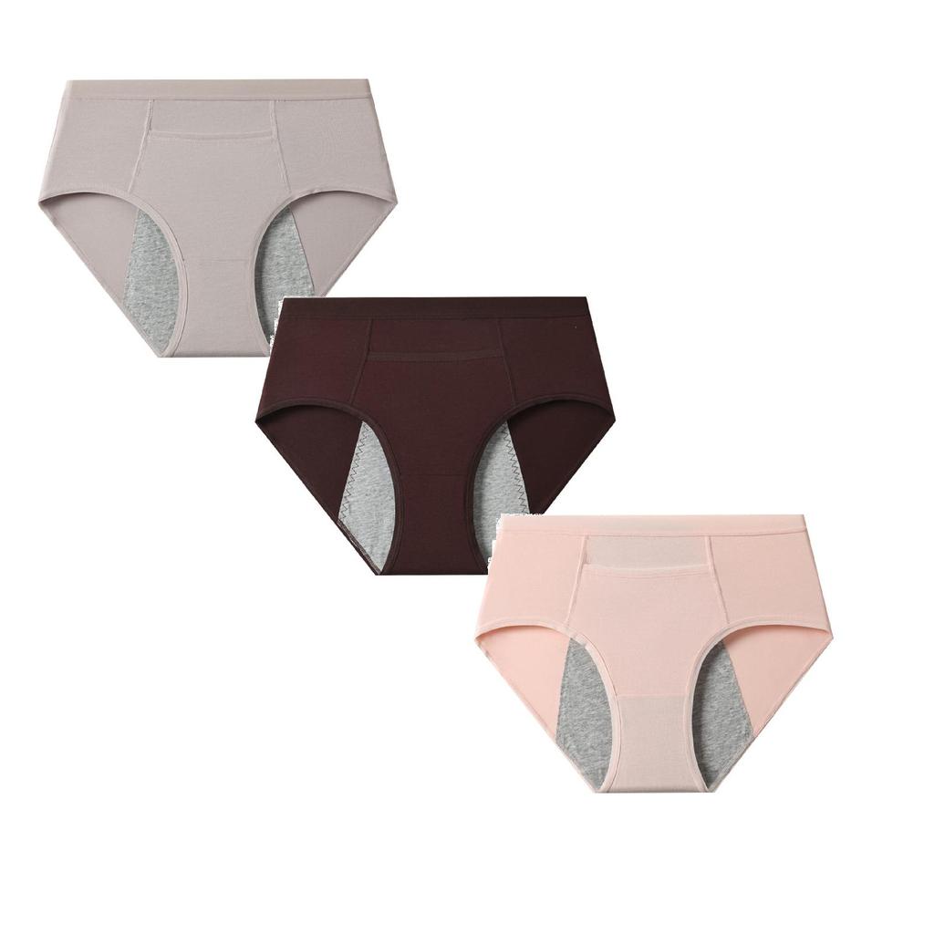 Women's High Waist Leak Proof Period Underwear Menstrual Panties Large Coverage Breathable Soft Fabric Three Pack