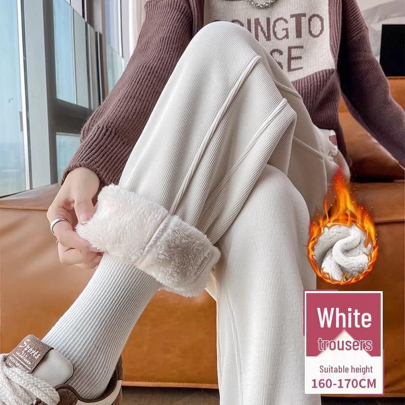 Women's Windproof Fleece-Lined Sweatpants - Warm Thickened Lamb Fleece for Autumn/Winter Casual Wear