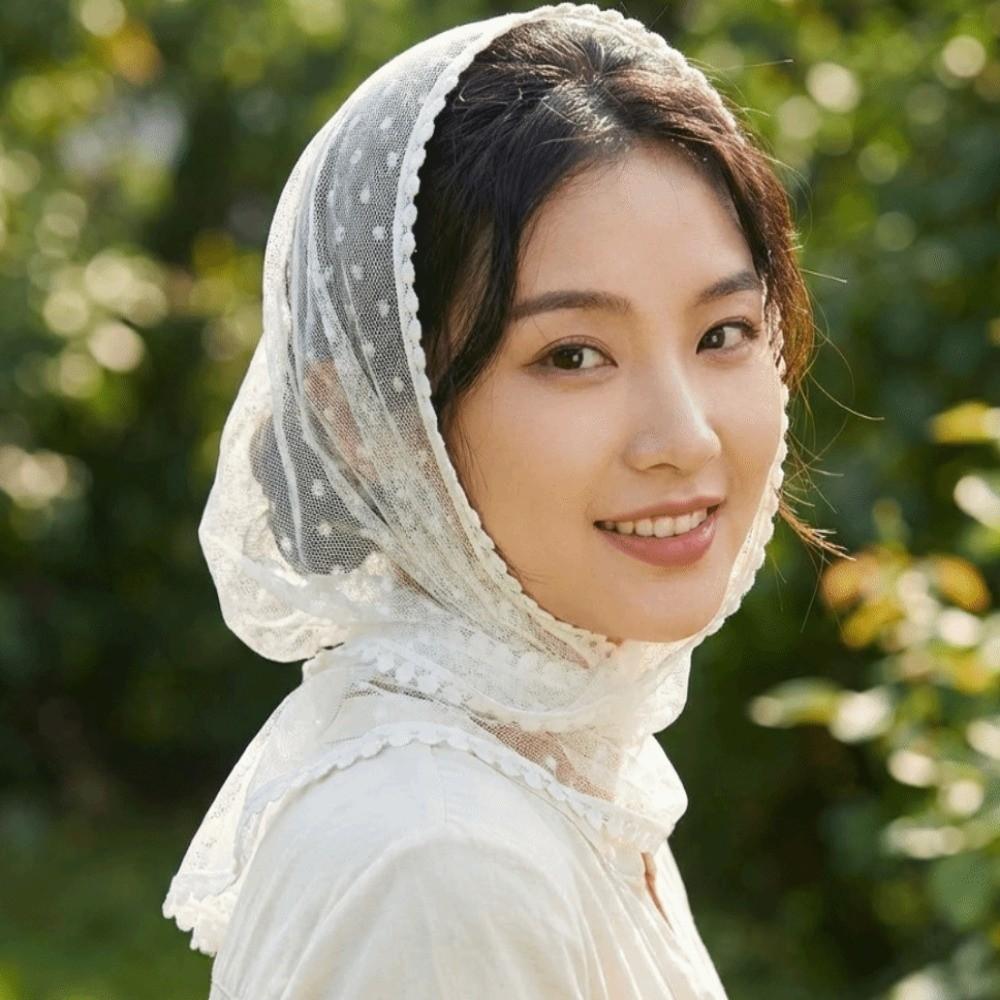 Soft Lace Headscarf Thin Bridal Face Covering Sophisticated Triangular Scarf  Religious Events