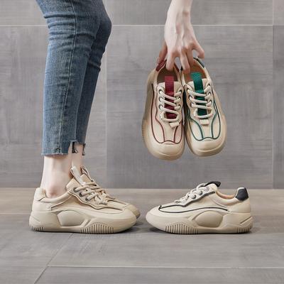 Sports Women's Leather Spring and Autumn New Versatile Bread Shoes Women's Super Fire Casual Dad Shoes