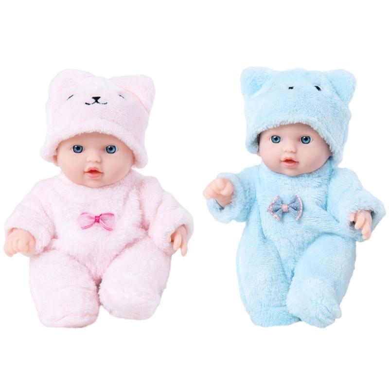 

2Pcs Realistic Reborns Dolls Set for Collector Silicones Baby Figures with Cute Plush Bear Clothes Outfits Infants Toy 1