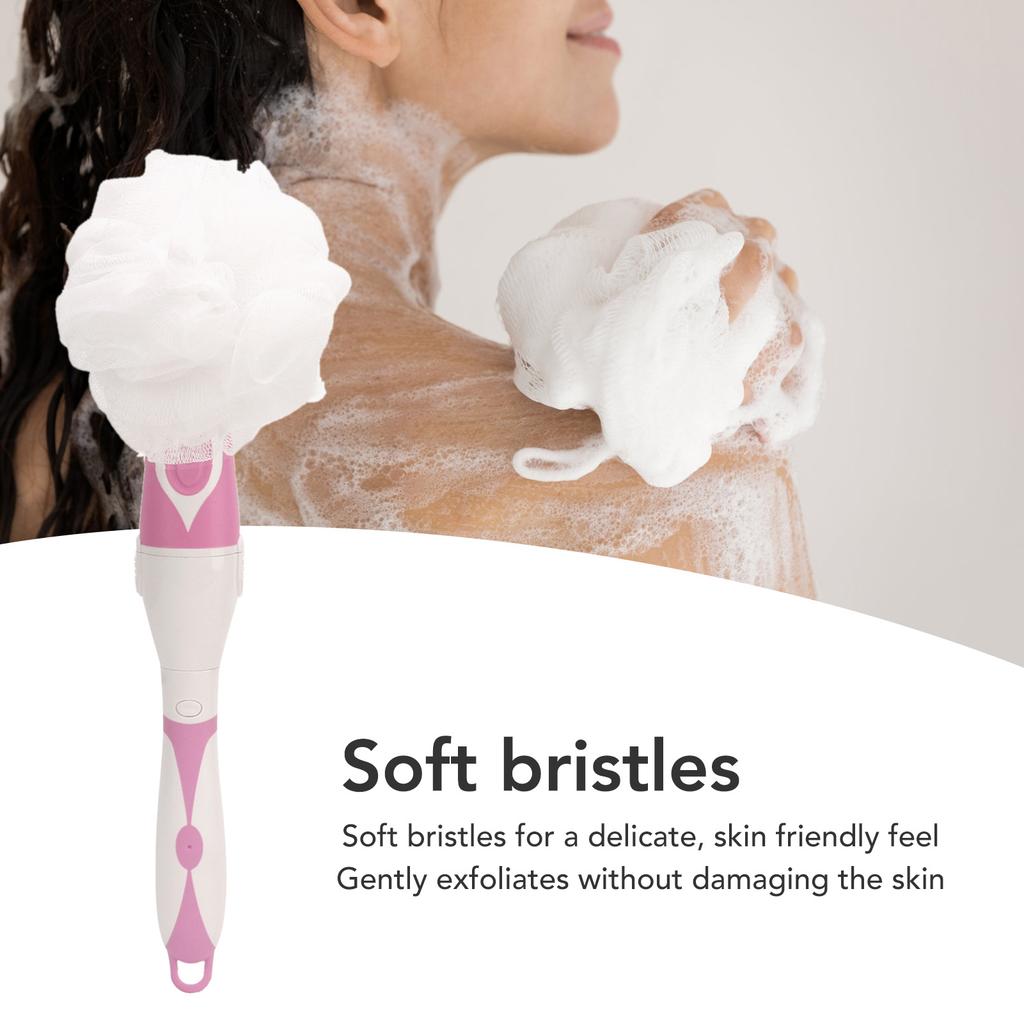 Electric Bath Massage Brush Rotatable Soft Electric Body Scrubber Shower Brush with Long Handle for Shower Exfoliating