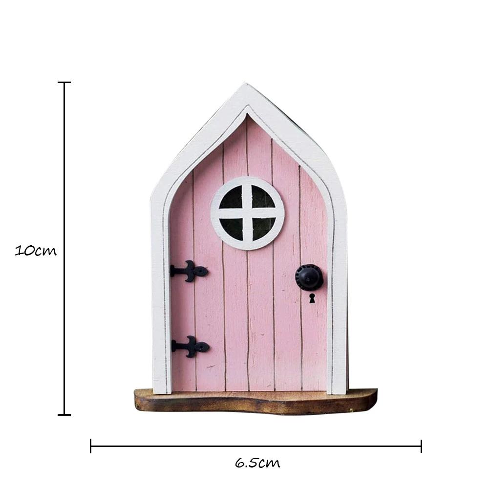 Wood Miniature Fairy Dwarf Window Door Gnome Art Courtyard Garden Statues Decor Art Sculpture Decoration Accessories