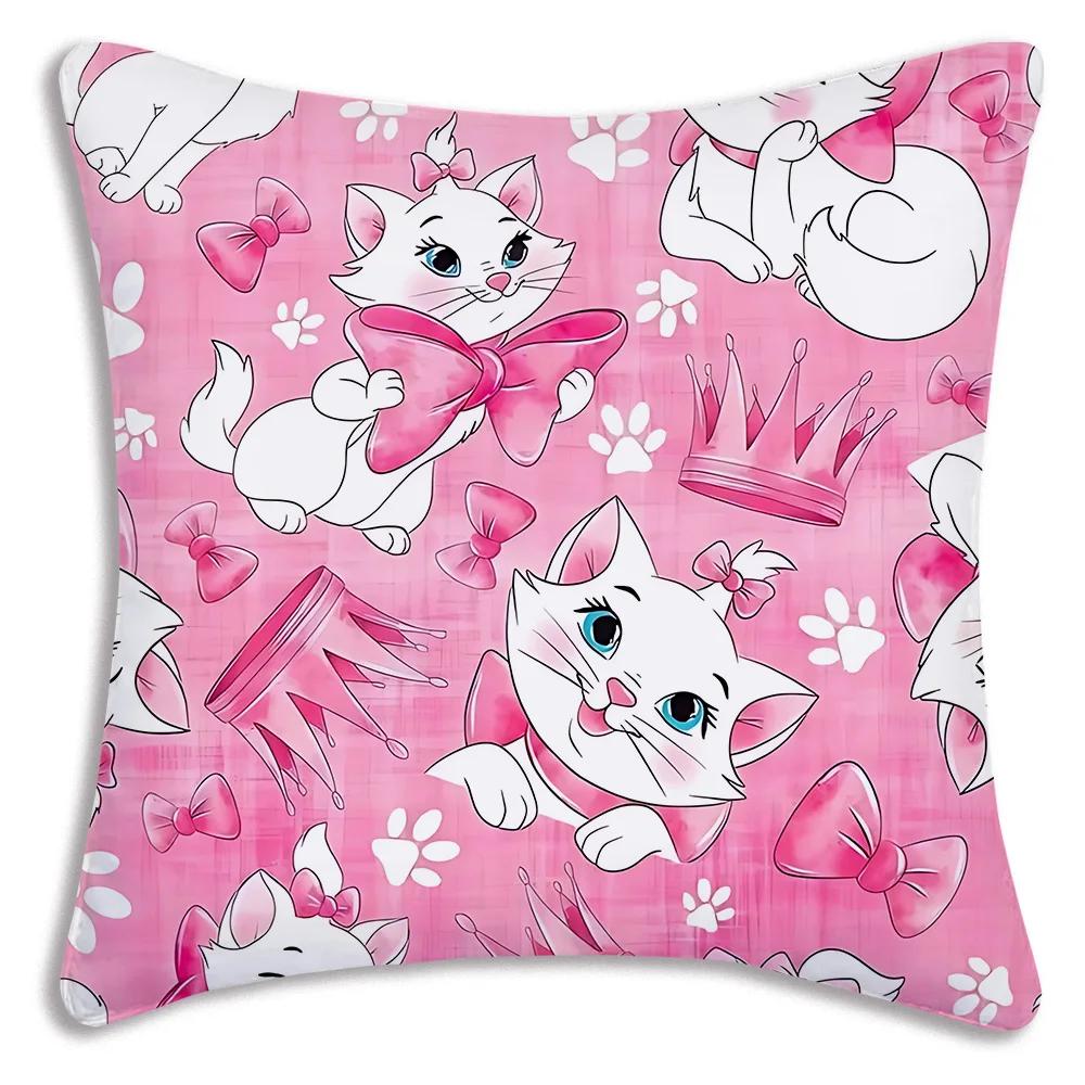 Cute Mary Cat Disneys Pillow Covers Cartoon Sofa Decorative Home Double-sided Printing Short Plush Cute Cushion Cover