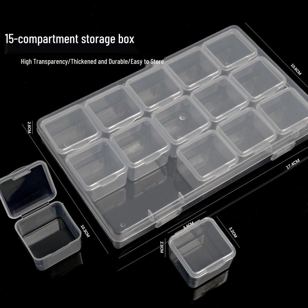 Nail Art Diamond Storage Box: Semi-Transparent, Single Opening, Plastic Organizer