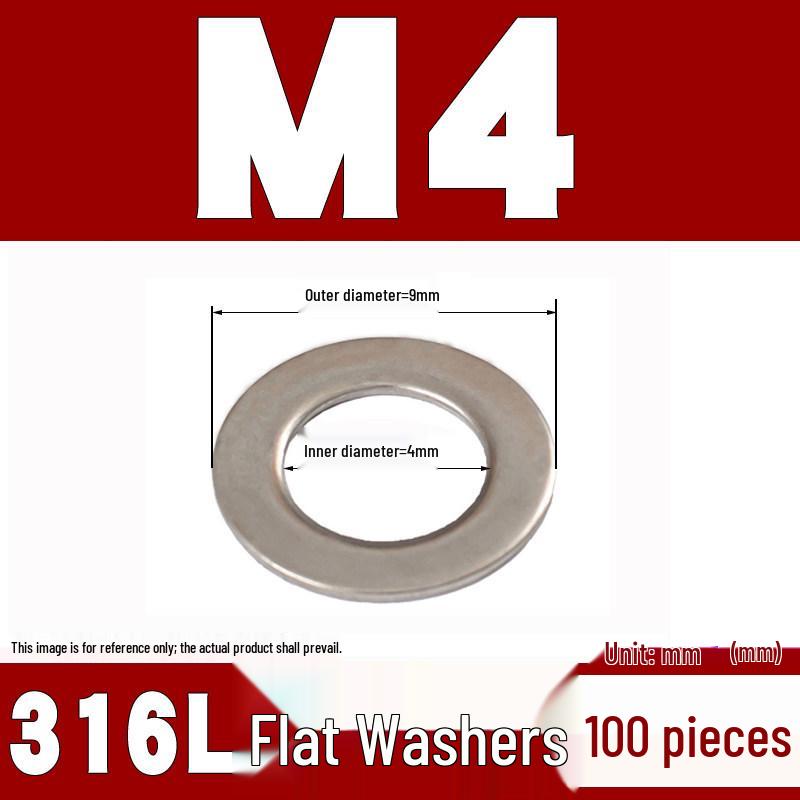 316 Stainless Steel Flat Washer/Gasket for M4-M30 Sizes