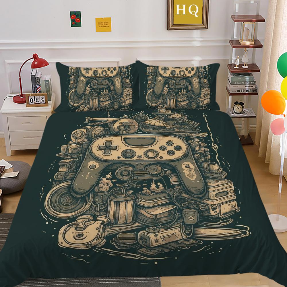 Conjunto de capa de edredom da moda, têxteis para o lar, jogo 3D, impressão de alça, conjunto de cama para adolescentes, menino, colchas, conjunto de cama de luxo, capa