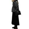 Women's Gray Woolen Coat - Retro Peter Pan Collar, Thickened Korean Hepburn Style for Autumn/Winter, Petite Fit.
