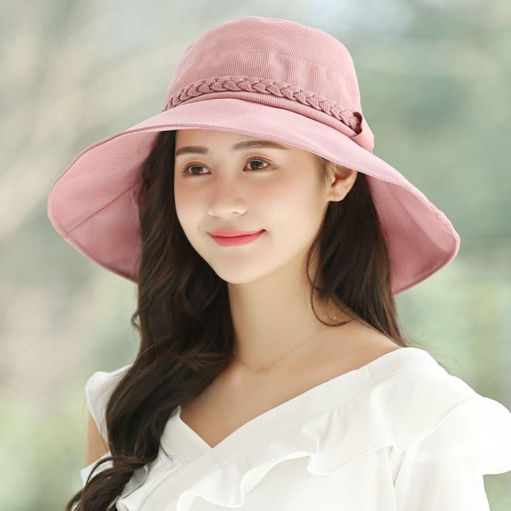 Korean Style Bowknot Fishmen Hat Japanese Wide Brim Sun Hat Fashion Women's Sun Hat  Outdoor