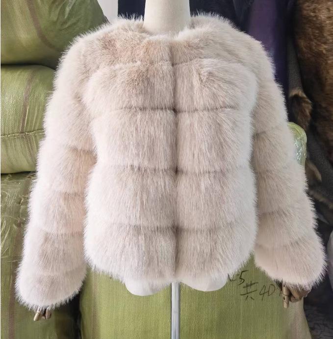 Kurzer Wintermantel aus Kunstfuchs für Damen - Europäischer & Amerikanischer Stil, Langärmelig