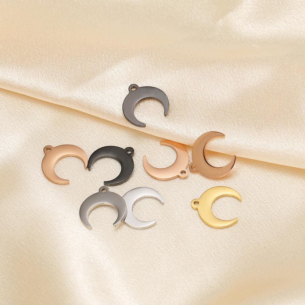 5 Stück Goldfarbene Edelstahl-Ochsenhorn-Anhänger Mond-Halsketten für DIY-Schmuckherstellung Handgefertigte Anhänger Armbänder Zubehör
