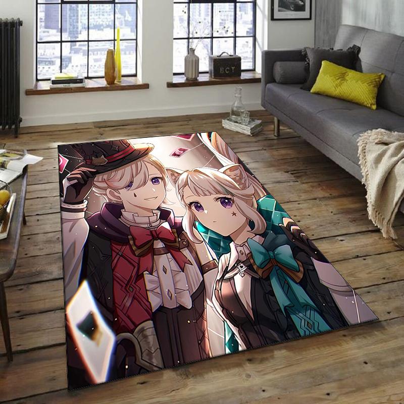 1pc Genshin Impact Lyney Lynette Design Area Rug - Non-Slip, Soft & Cozy Floor Mat for Living Room, Bedroom, Office - Indoor/Outdoor Decorative Carpet