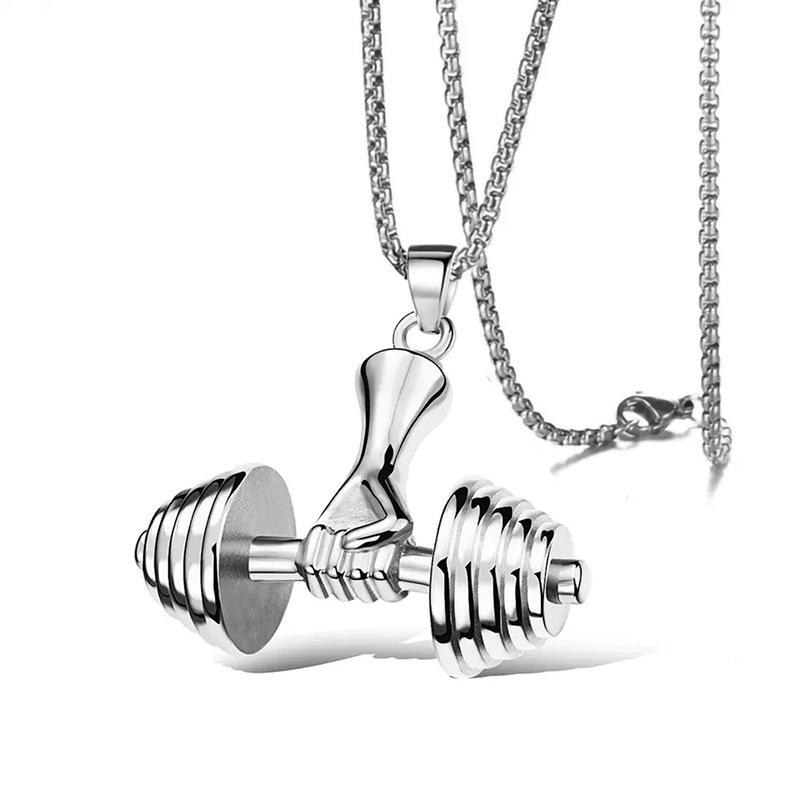 

Цельное ювелирное изделие-заменитель, кулон со штангой для фитнеса, мужское ожерелье из титановой стали