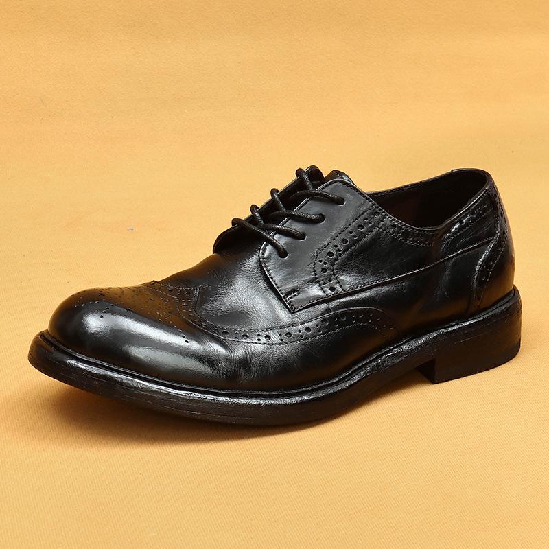 Handmade Goodyear Leather Shoes Men'S Leather Washed British Vintage Business Casual Brock