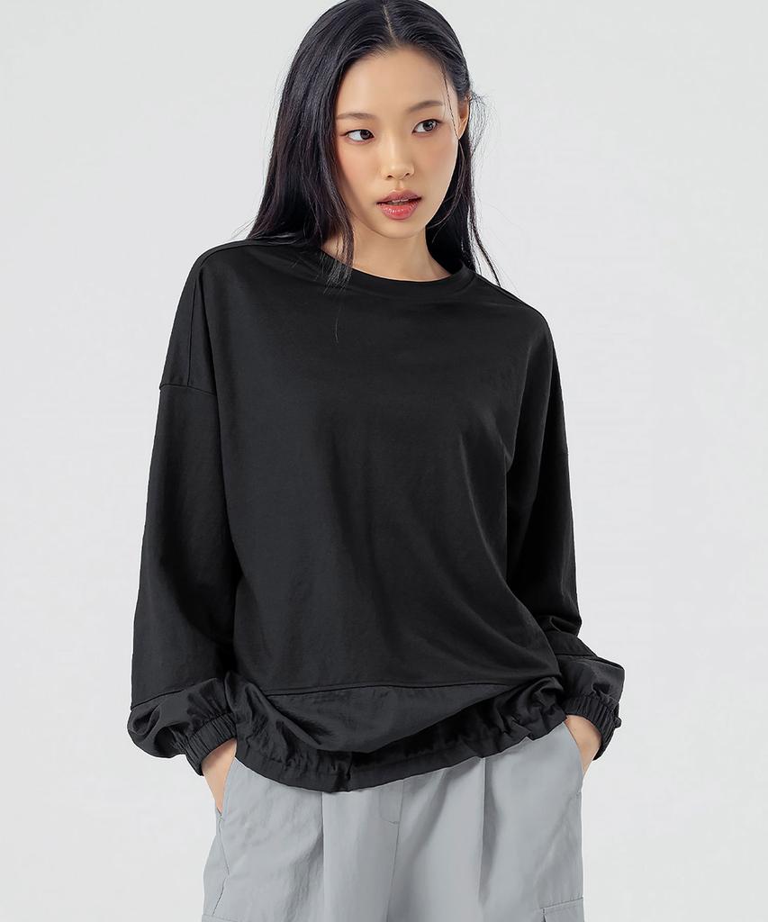 XEXYMIX Woven Mix String Sweatshirt Black Xfk1Tl1105