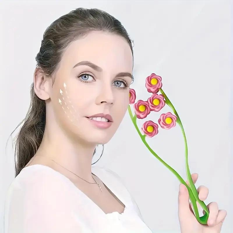 1 Stück Blume Gesichts-Massage-Roller Rose Blume V-Gesicht Gesichts-Massagegerät Roller Massagegerät V-förmig Lifting und Straffung Gesichts-Massage-Werkzeug
