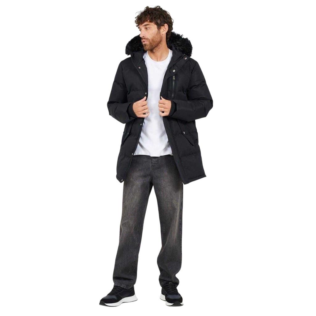 BRAVE SOUL Mens Faux Fur Trim Parka