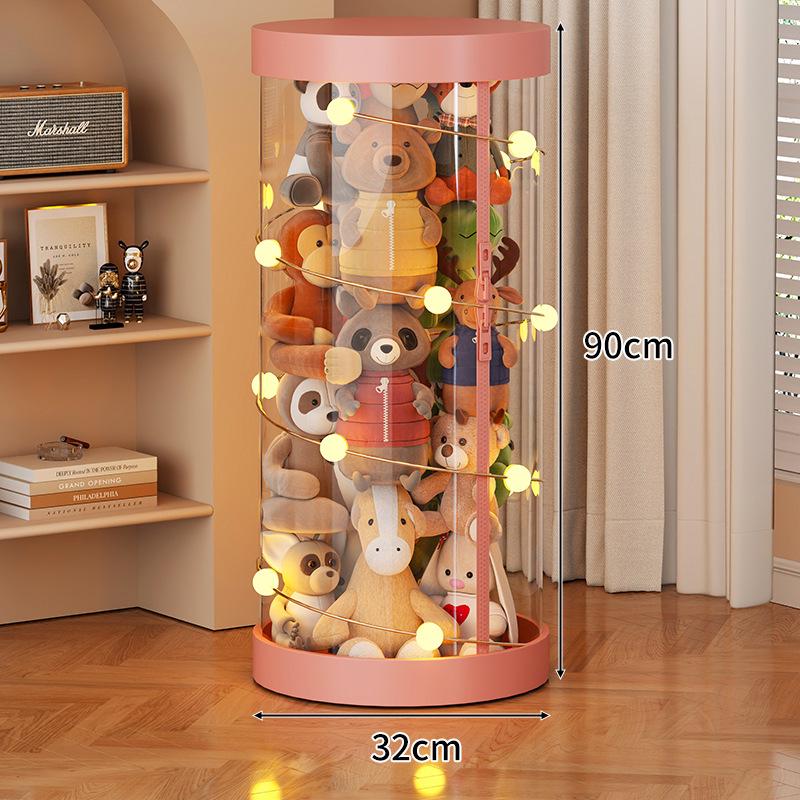 Large Capacity Transparent Toy Storage Bucket for Dolls and Plush Toys