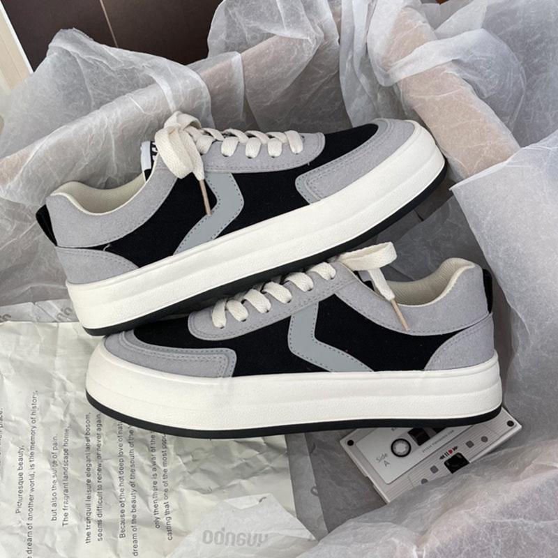 Frühling und Herbst Modische Bequeme Atmungsaktive Dicksohlige Erhöhte Schnür-Casual-Sportschuhe Vulkanisierte Schuhe für Damen