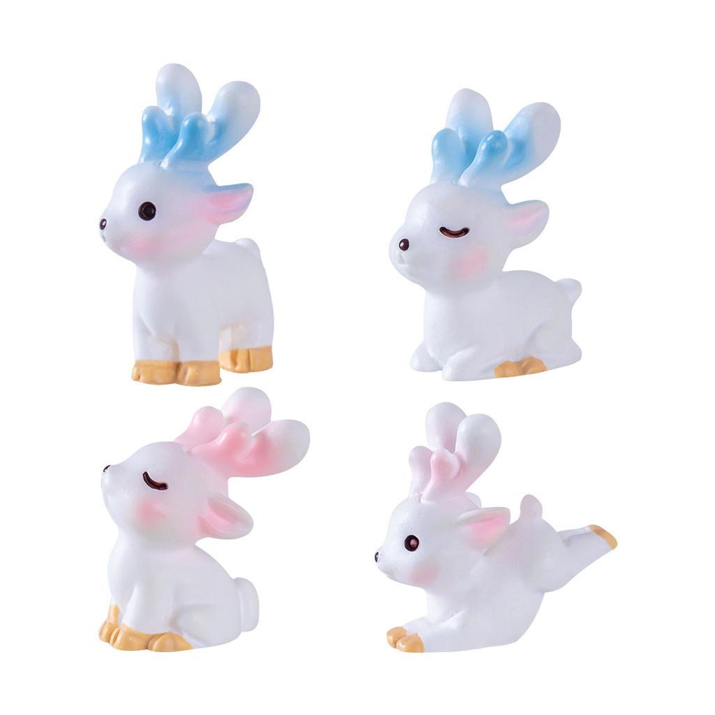 Cute Miniature Resin Deer Figurine For Desktop Decoration Adorable Blind Box Animal Ornament