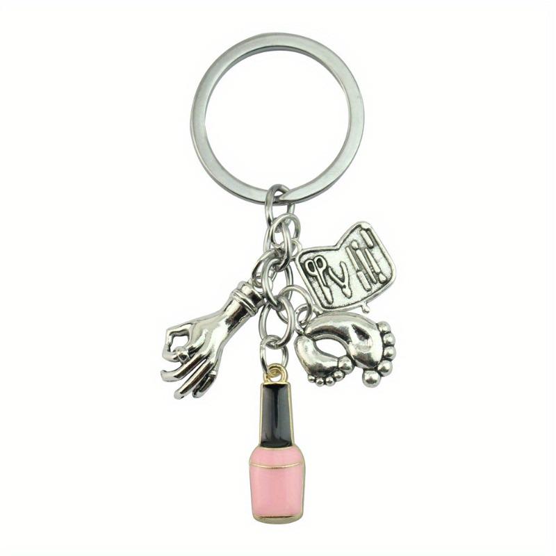 

Women s Cross-Border Fashion Scissor & Nail Art Keychain Pendant розовый